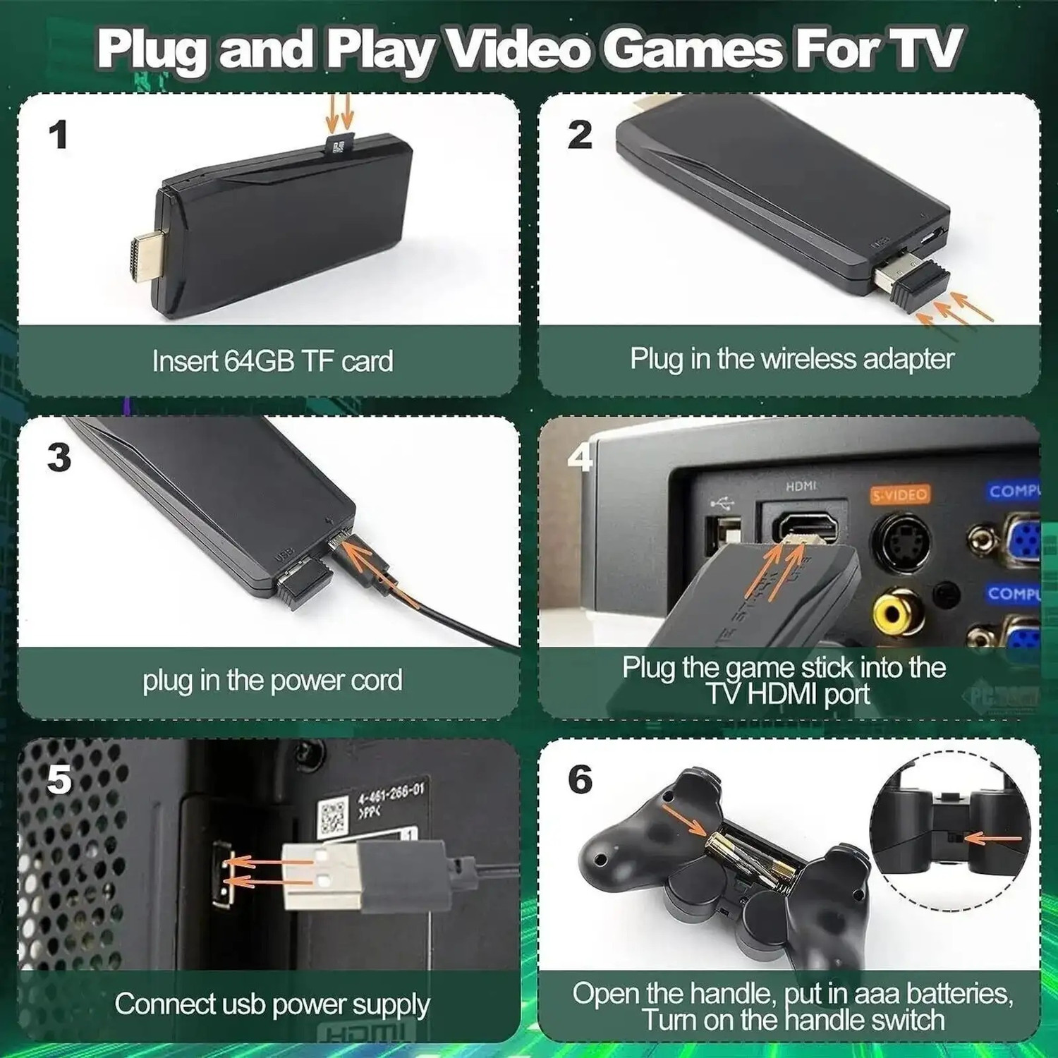 Image of M8 Retro Game Stick Console With 2.4G Dual Wireless Controller for TV Video Game
