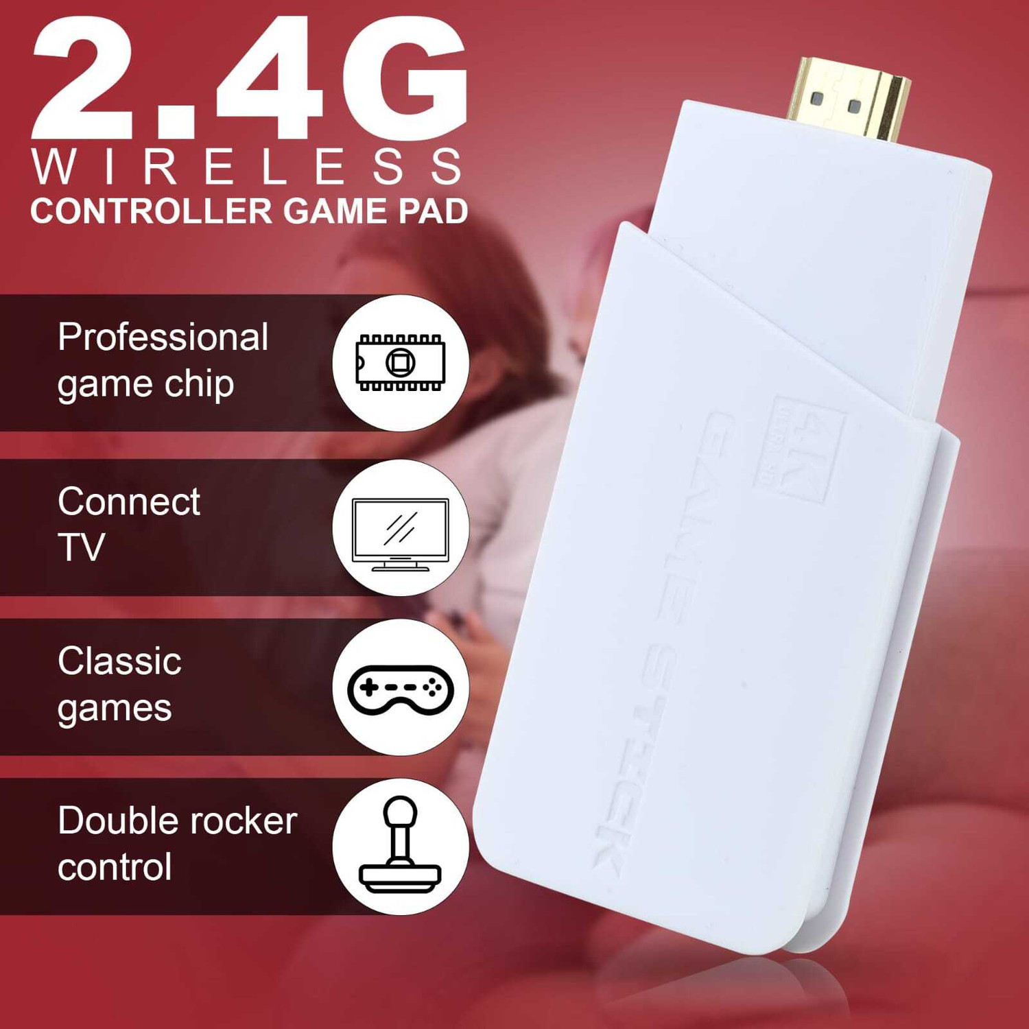 Image of M18 RED Retro Game Stick,4K HDMI Output & Wireless Controller Video Game Console Limited Edition