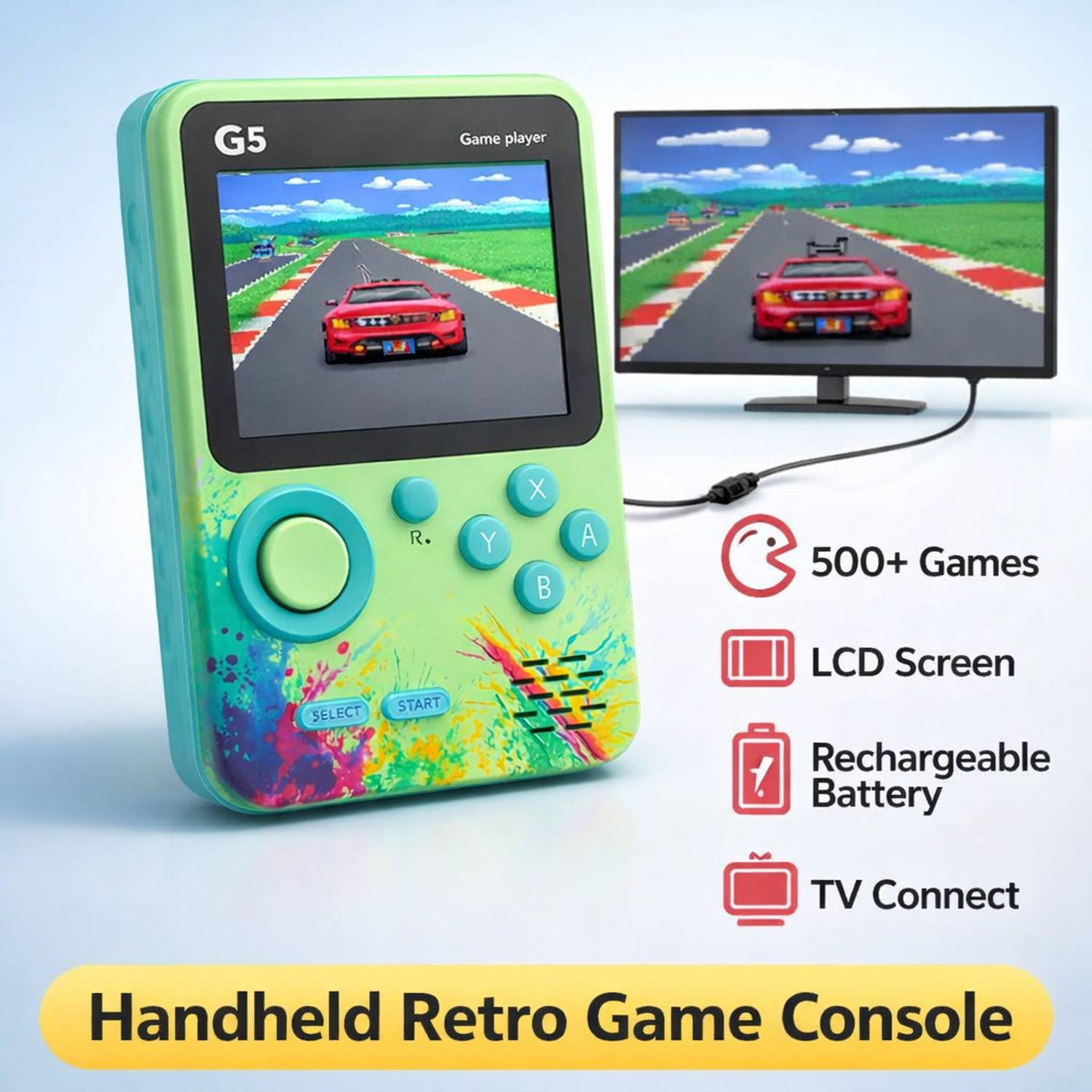 G5 Handheld Retro Game Console with LCD Screen | 500+ Inbuilt