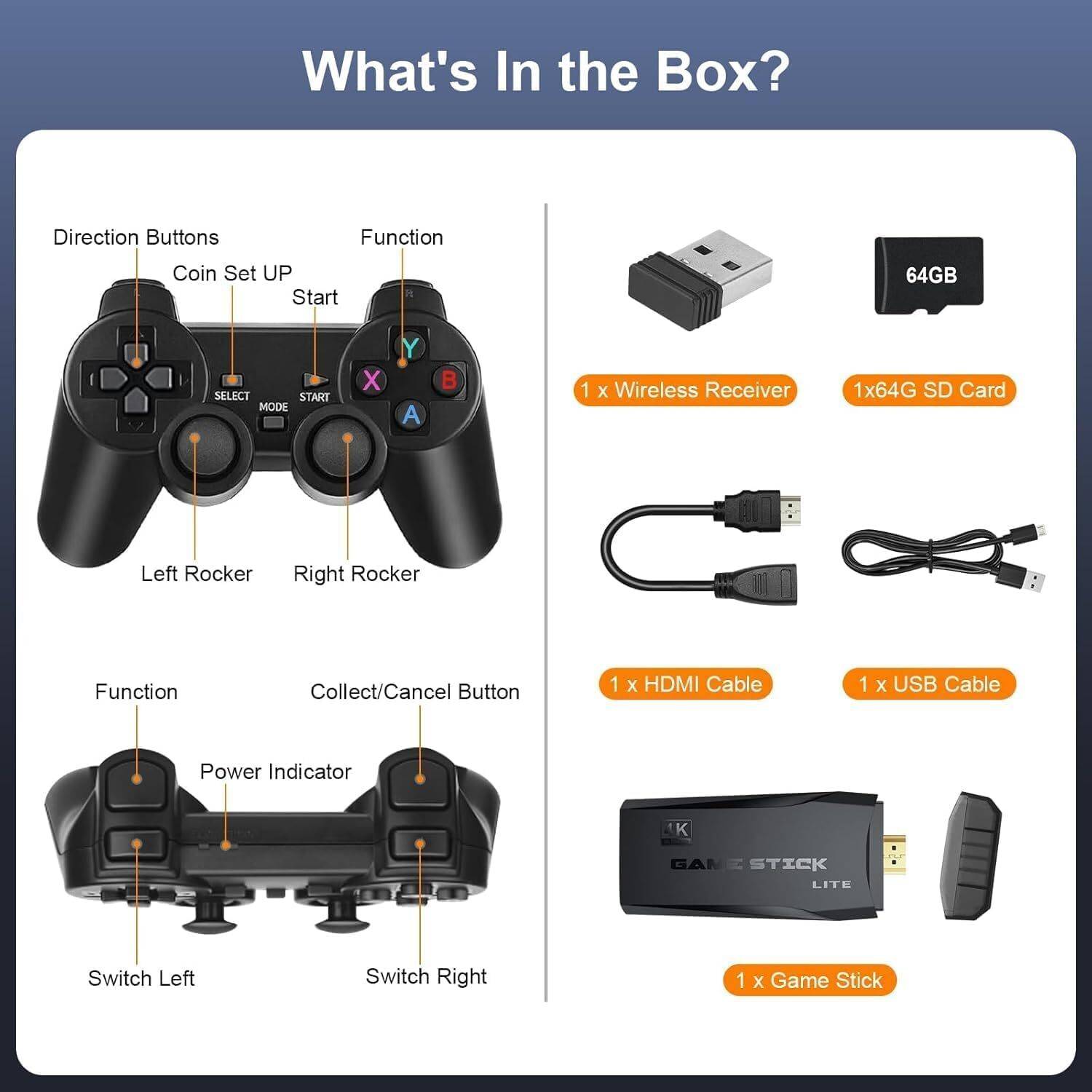 4K HD TV Video Game Stick with 2 Controllers - Image 3
