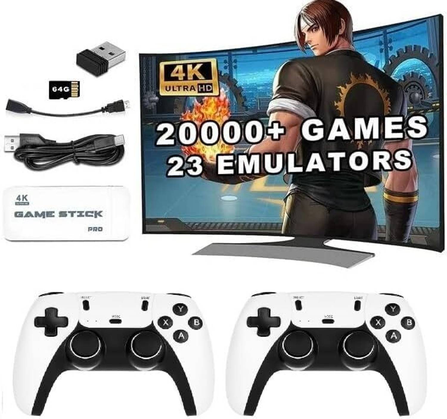 Timkolas M15 4k tv video game for kids with 4k Ultra game stick and 2.4g gamespads_05 32 GB with Super Mario Bros, Contra, Super Mario World,Sonic the Hedgehog,Street Fighter II