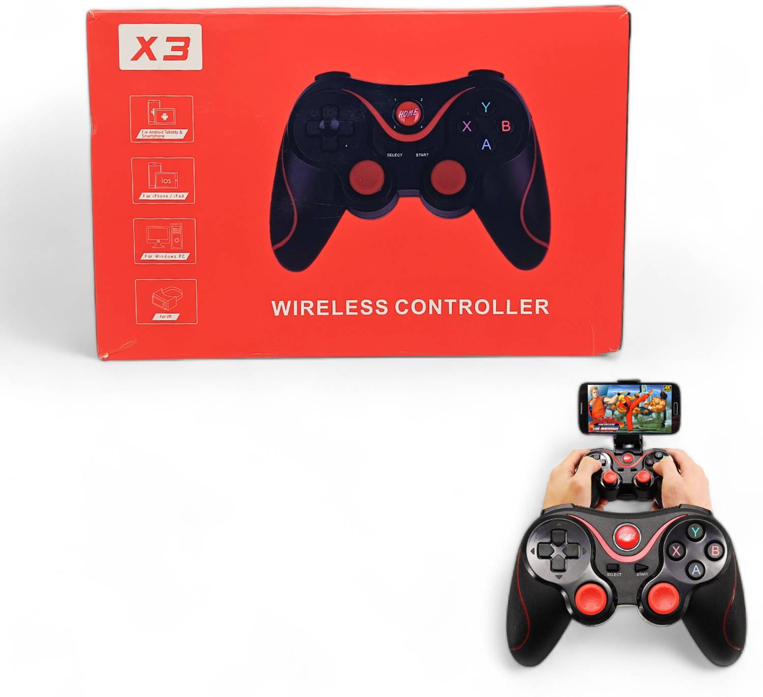 X3 Mobile wireless Bluetooth Gaming controller for android/Windows/Smart TV_A28 Black Edition with Expansion Pack Only