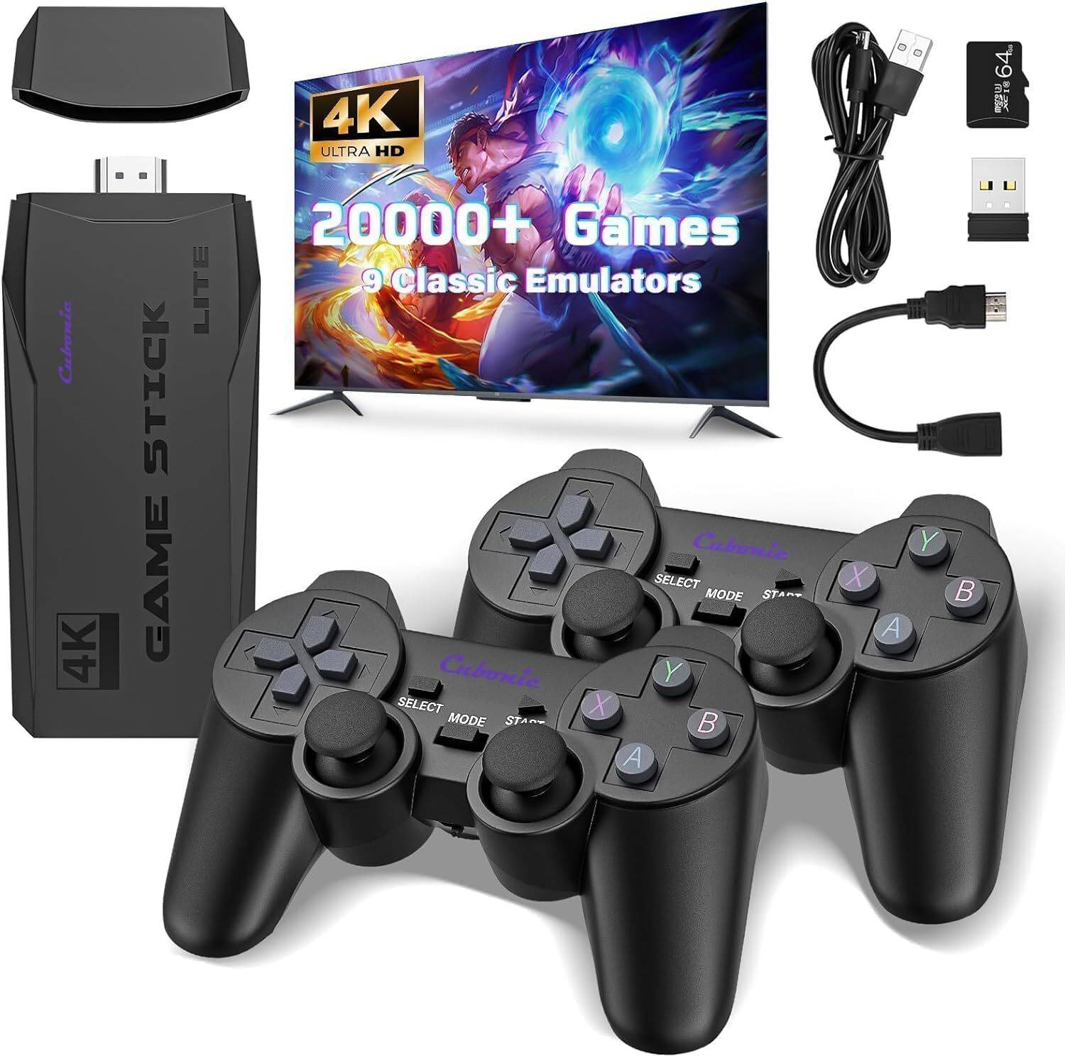 4K Retro Gaming Console, Game Stick Lite with 20000+ Games, 9 Classic Emulators 5th Anniversary Edition
