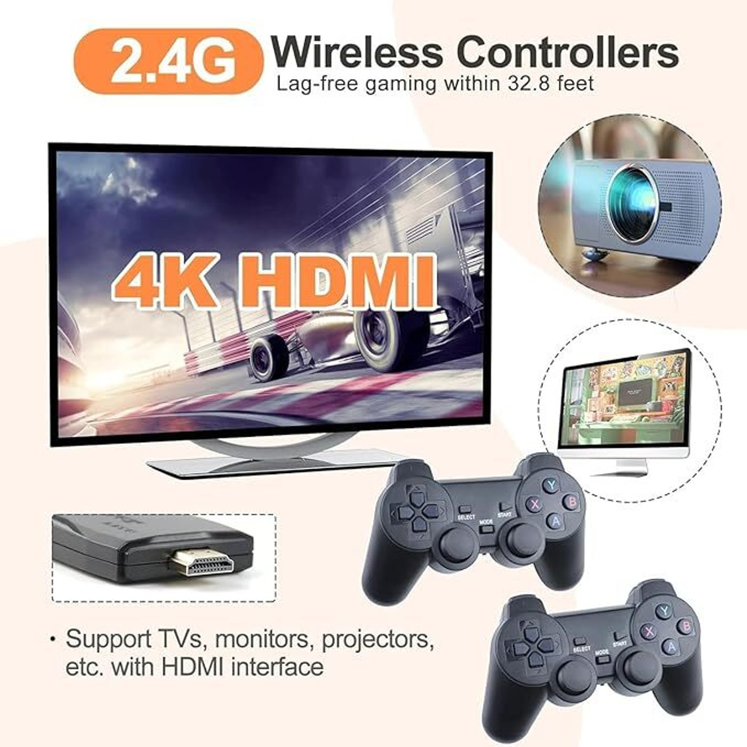 Image of 4K HD TV Video Game 2.4G Wireless Game Stick With 2 Wireless Controller 05 5th Anniversary Edition