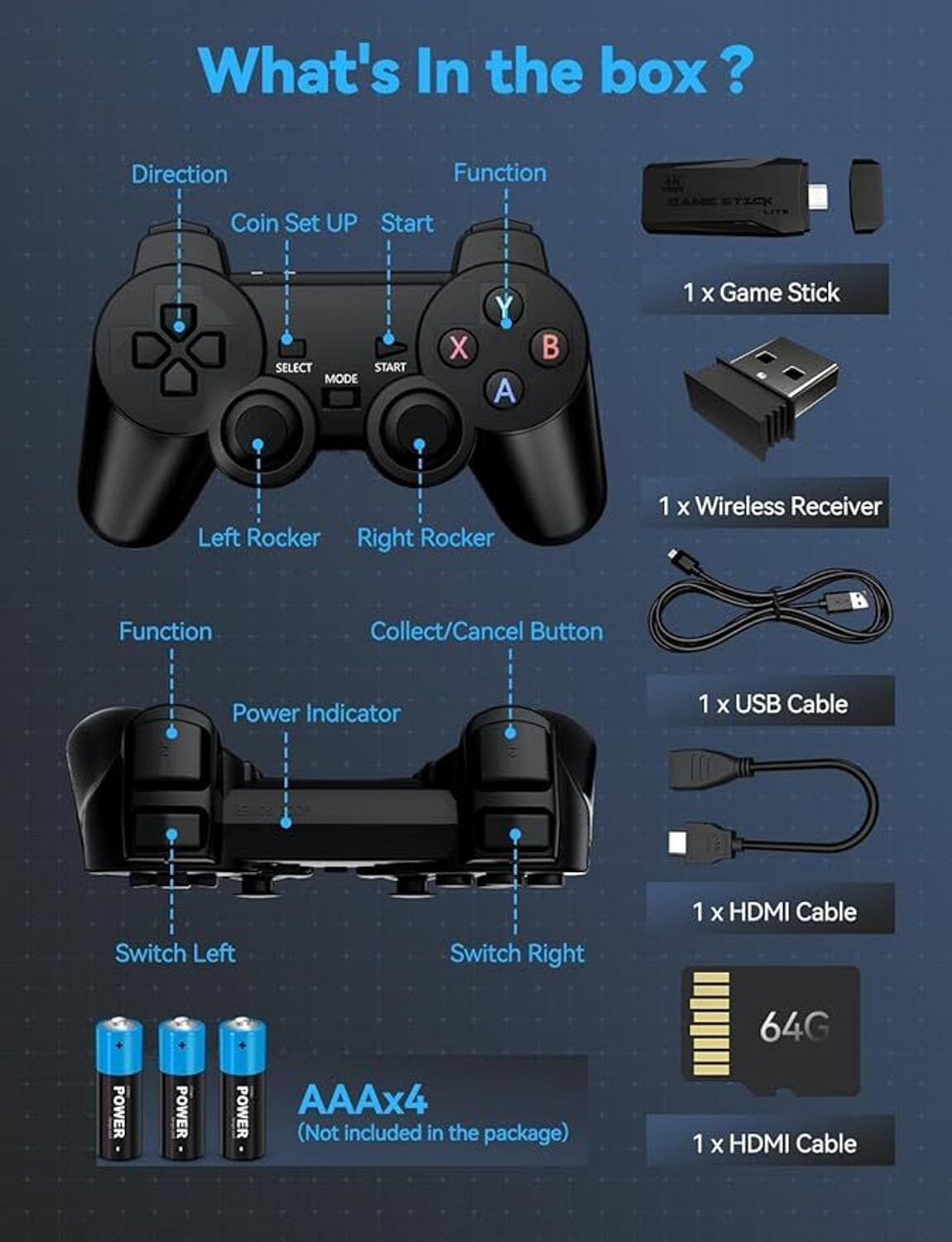 Image of Timkolas 4K HD 2.4g tv video game with 2 wireless controller and 4K Game stick 013 25th 5 GB with GTA 5