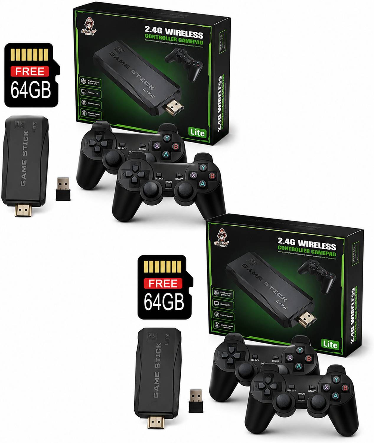 M8 4K Ultra HD Game X1Stick 20000+ Games 64GB Dual Wireless Controllers HDMI TV with Game and Expansion Pack