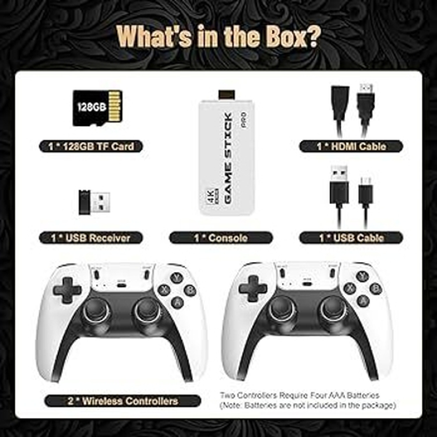 Image of GameStick 2.4G Wireless Controller 4K HD Console Built-in 10k+ Retro Games AX20 Bundle Edition