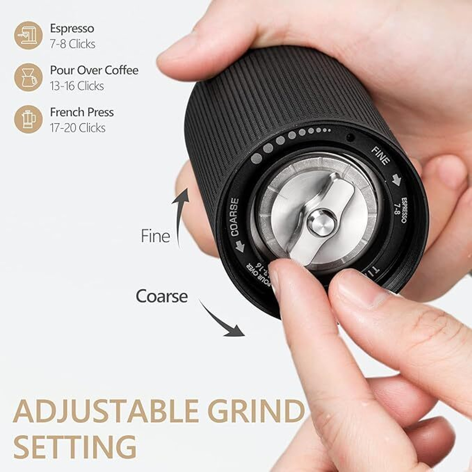 Image of TIMEMORE Chestnut C3S Manual Coffee Grinder Conical Burr Portable Hand Coffee Grinder 2 Cups Coffee Maker