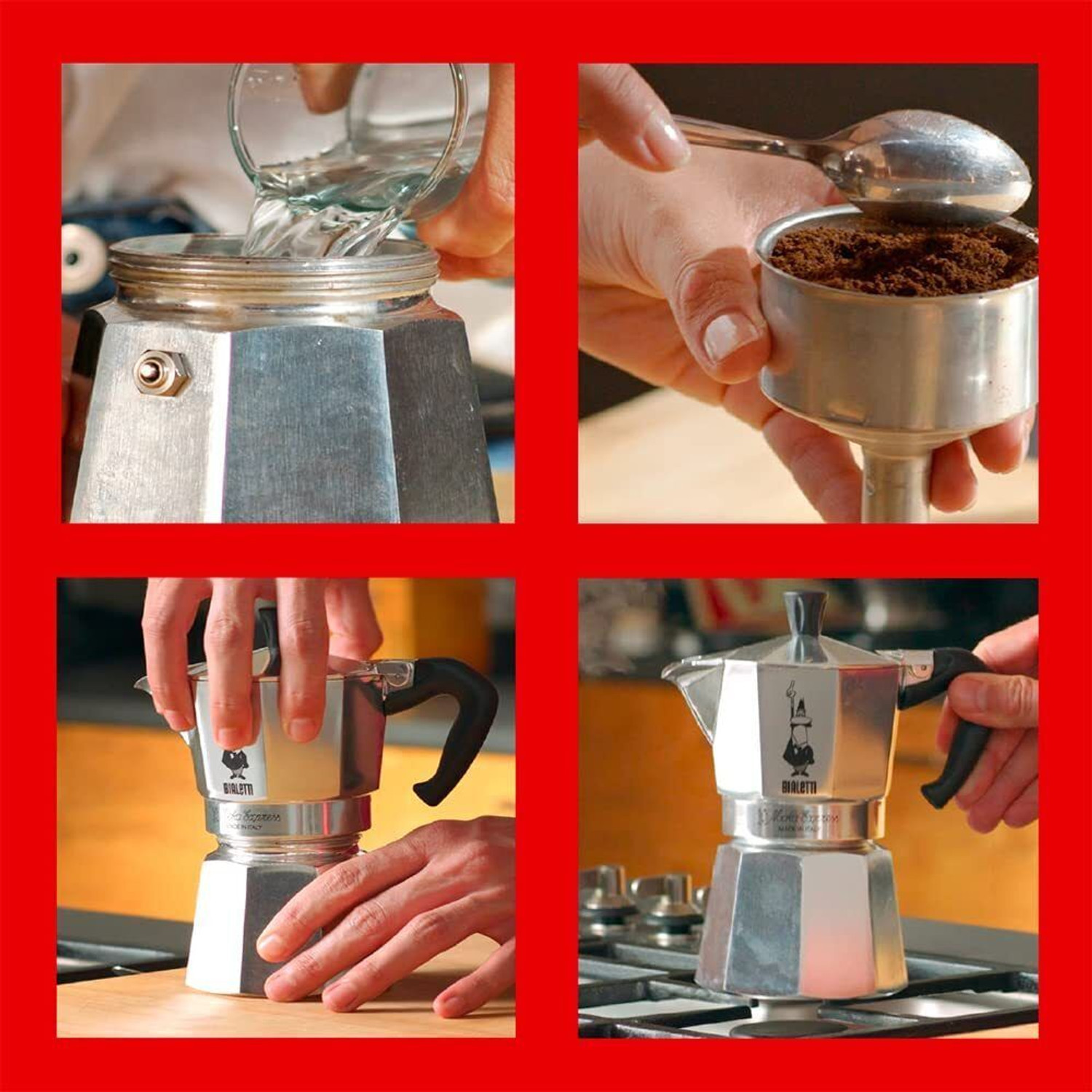 Image of Bialetti Moka Express Stove Top Espresso Coffee Maker Acrylic Handle & Knob 2 cups 2 Cups Coffee Maker