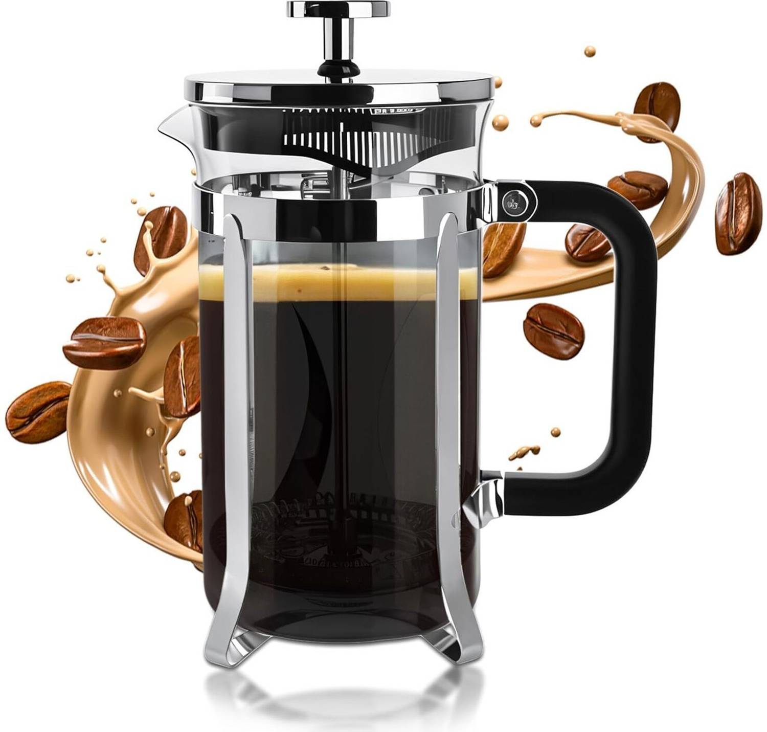 Birch & Co. French Press Coffee Maker, Stainless Steel & Borosilicate Glass, Lightweight 4 Cups Coffee Maker