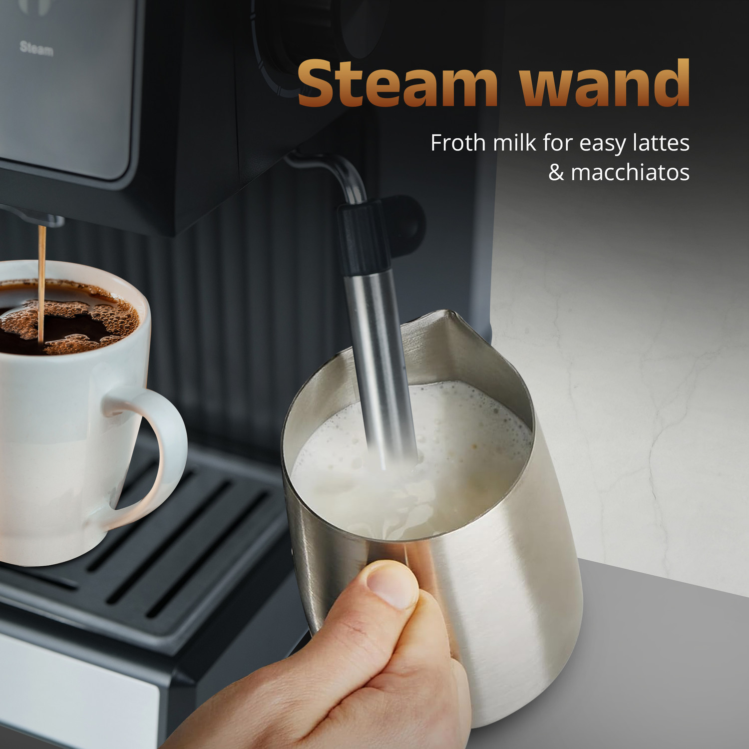 Image of iBELL BARISTAMAX200 Coffee Maker, 1200W, Touch Controls, 20 Bar Pump, Steam Wand,1.8 L Coffee Maker