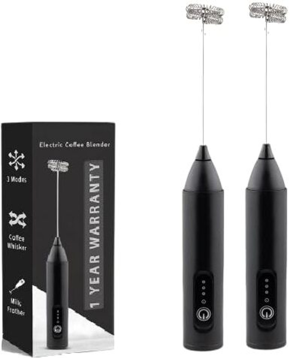 Image of Uzox Rechargeable Milk Frother & Coffee Whisker with Dual Spring Tech Plastic Spiral Whisk