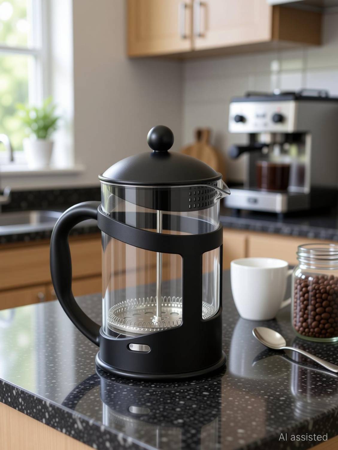 3d Creations French Press Tea & Coffee Maker, Coffee Plunger Black (350 ML) 5 Cups Coffee Maker