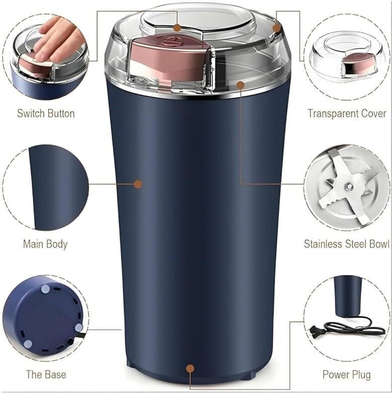 Image of Rudra Portable Electric Coffee and Spice Grinder for Home Kitchen Use Personal Coffee Maker