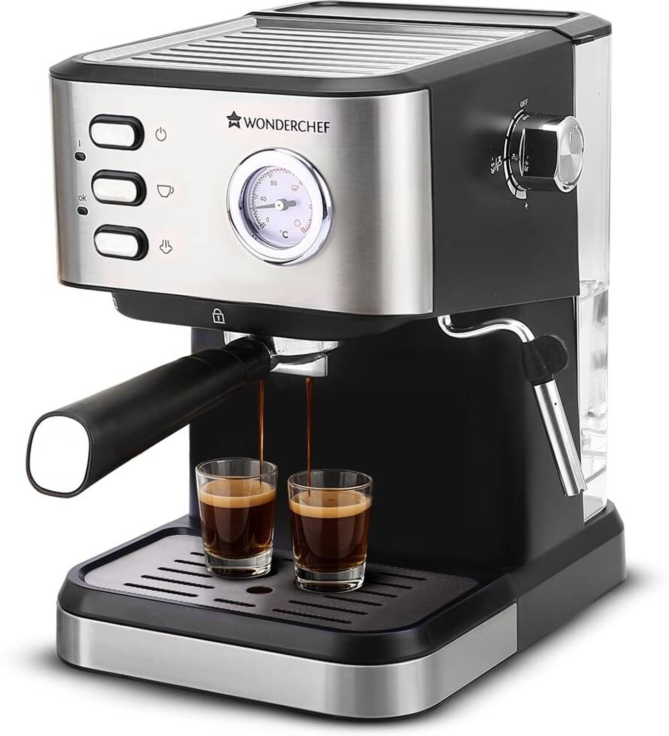 WONDERCHEF Regenta Espresso Coffee Machine With Steamer for Cuppuccino 19 Cups Coffee Maker (Black) deal from flipkart