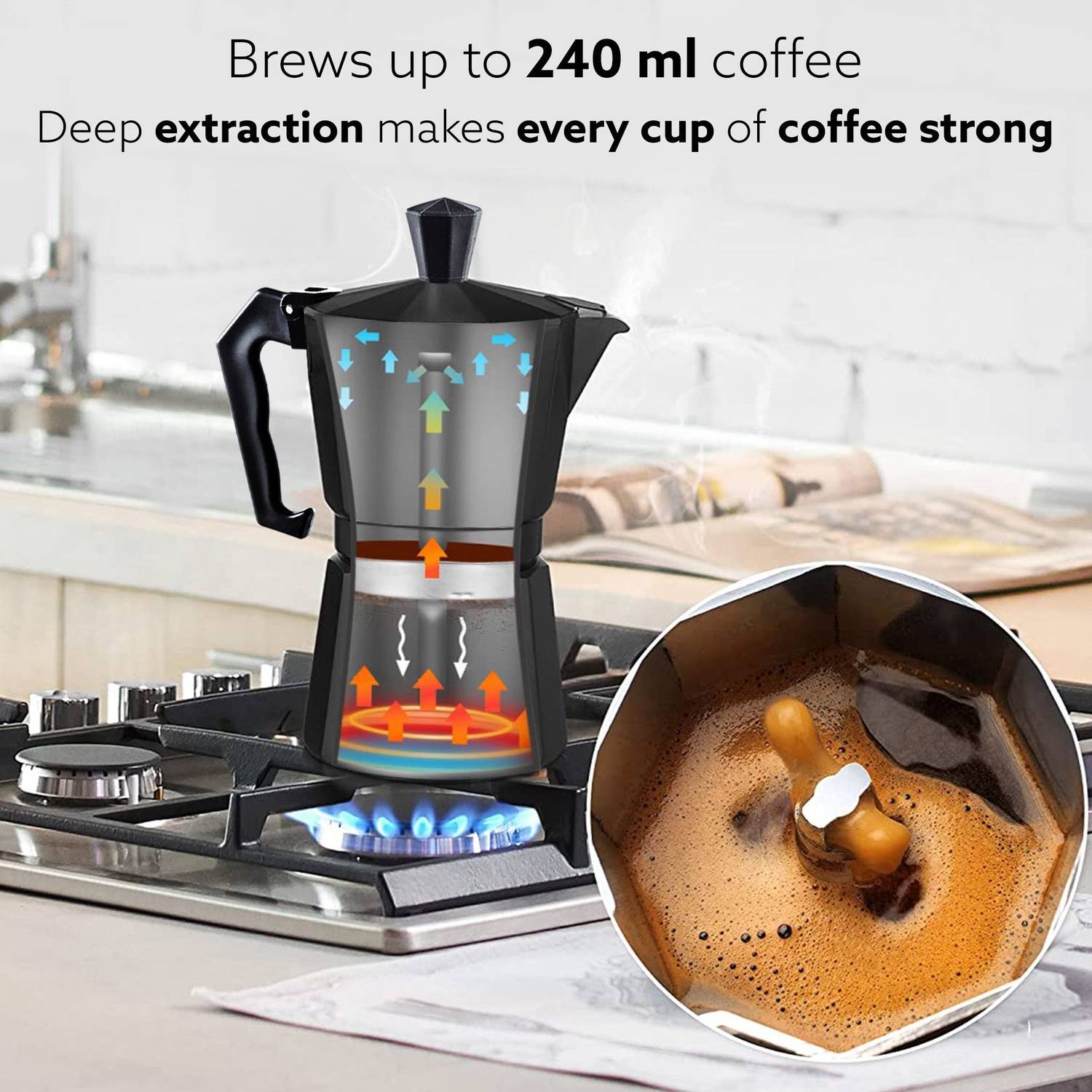 AGARO Classic Moka Pot 6 Cups Coffee Maker - Image 2