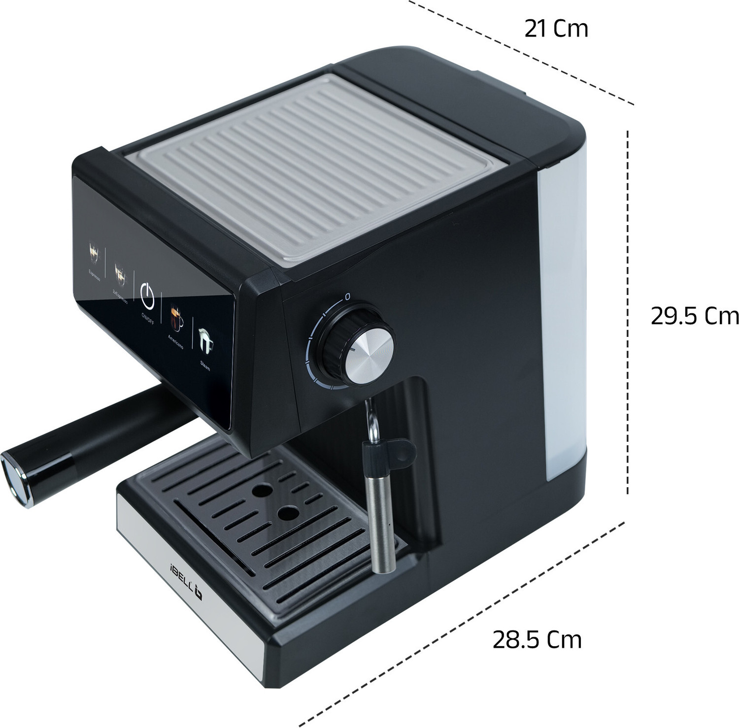 Image of iBELL BARISTAMAX200 Coffee Maker, 1200W, Touch Controls, 20 Bar Pump, Steam Wand,1.8 L Coffee Maker
