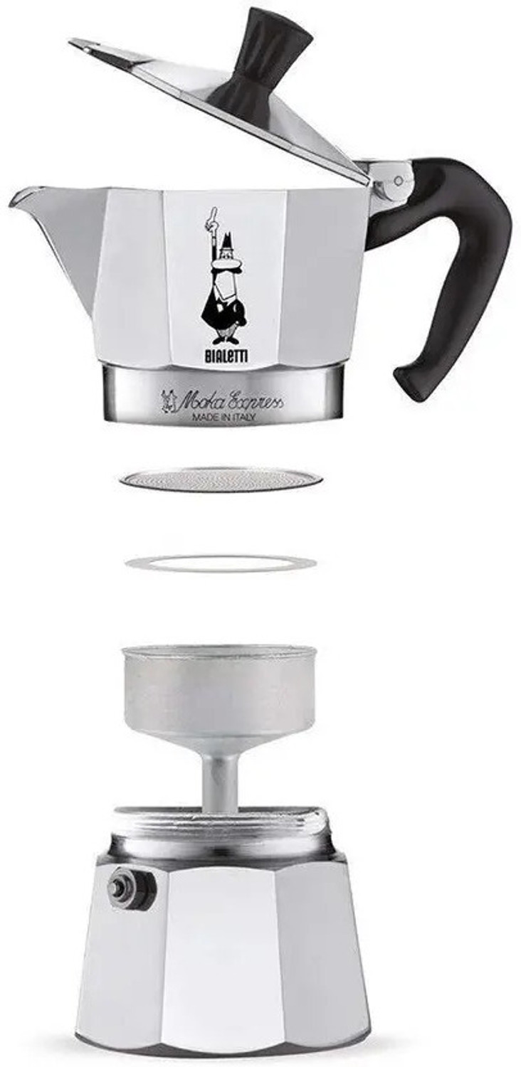 Image of Bialetti MOKA EXPRESS 1164 4 Cups Coffee Maker (Silver) 4 Cups Coffee Maker
