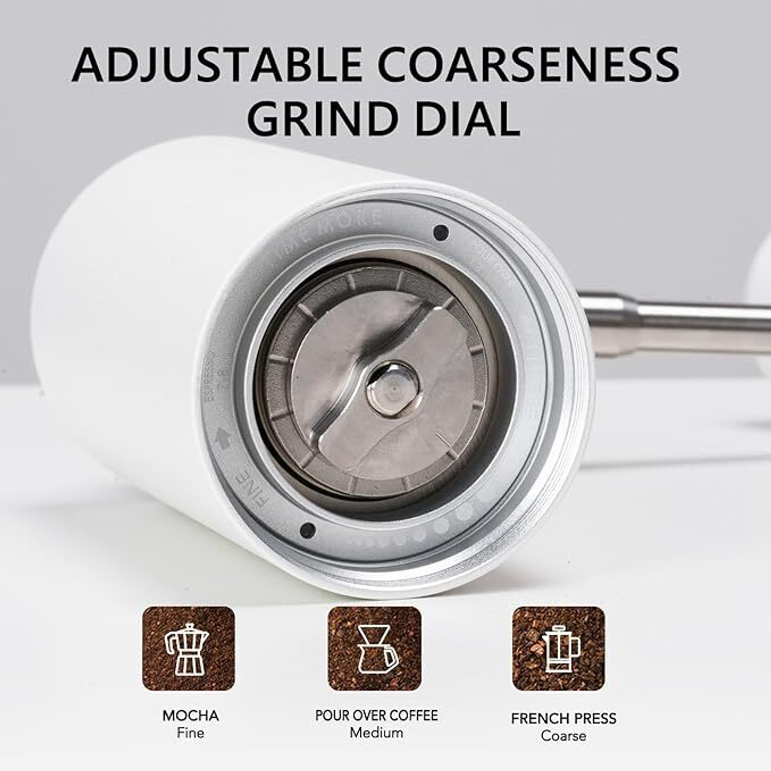 Image of TIMEMORE Coffee Grinder Chestnut C5 - White 42mm SUS420 Burr for Pour-over and espresso 3 Cups Coffee Maker