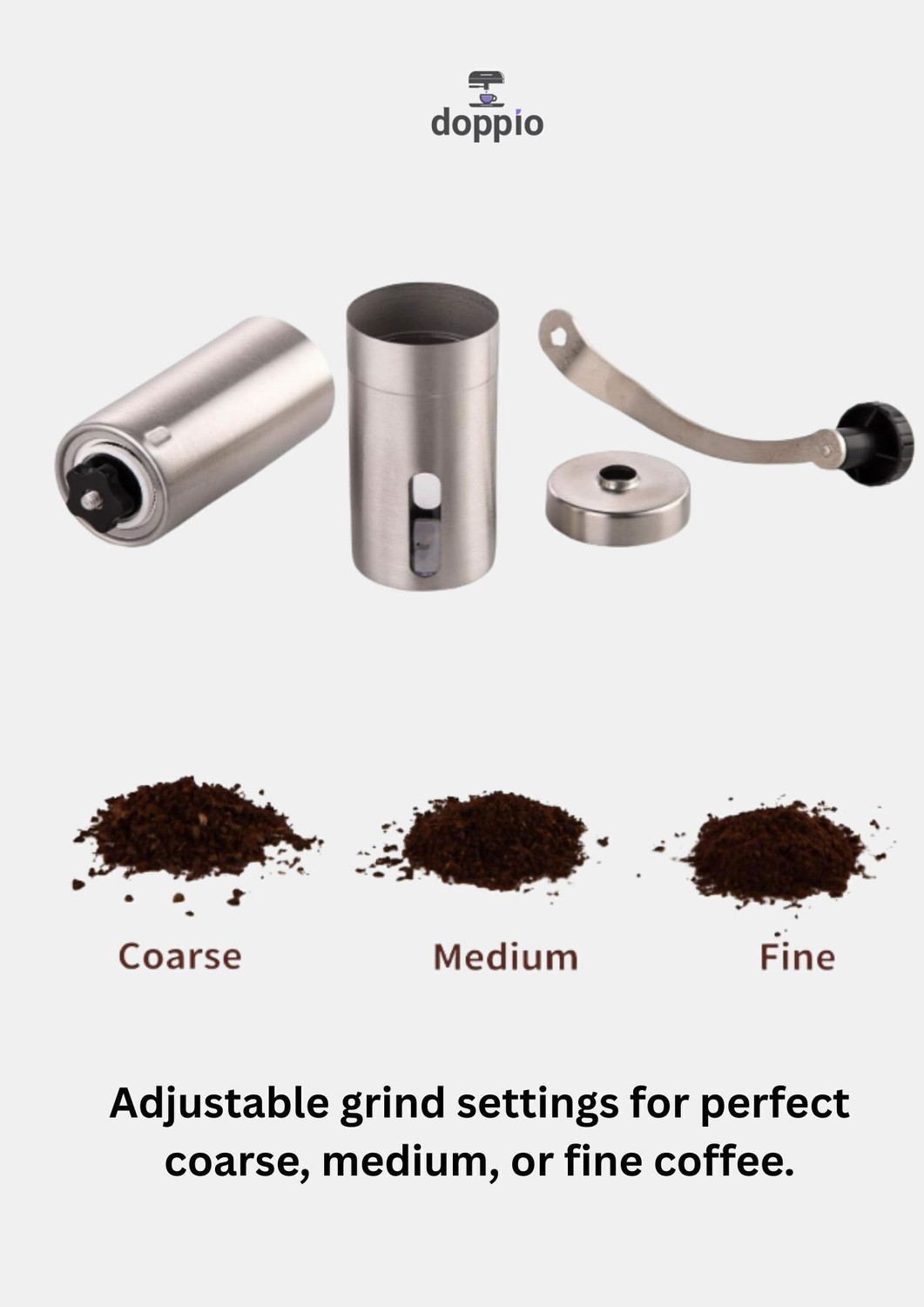 Image of doppio Manual Coffee Grinder - Stainless Steel Hand Burr Mill 4 Cups Coffee Maker