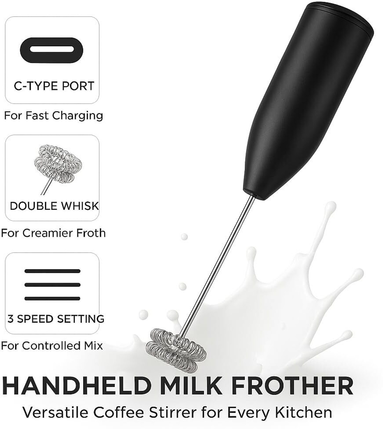 Image of Hokiit 50 W Hand Blender , Electric Frother with 3 Mixing Modes for Coffee Hand Blender