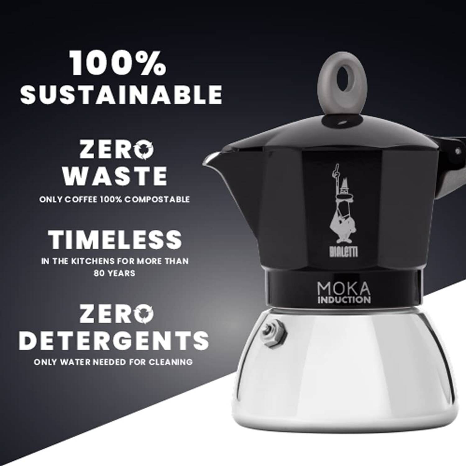 BAILETTI New Moka Induction Induction Coffee Pot, 6 Cups, 280 ml