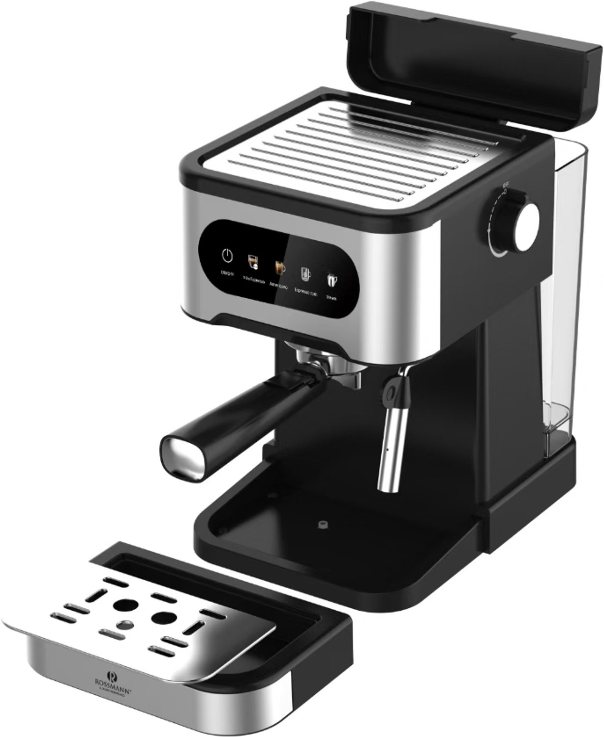 Image of ROSSMANN Espresso Machine, 20 bar Italian Ulka Pump 2 Cups Coffee Maker