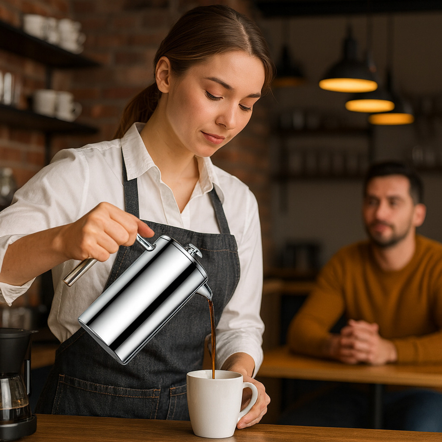 Image of Definite Stainless Steel 800ml 4-Layer Filtration Rust-Proof 786g Body French Press 4 Cups Coffee Maker