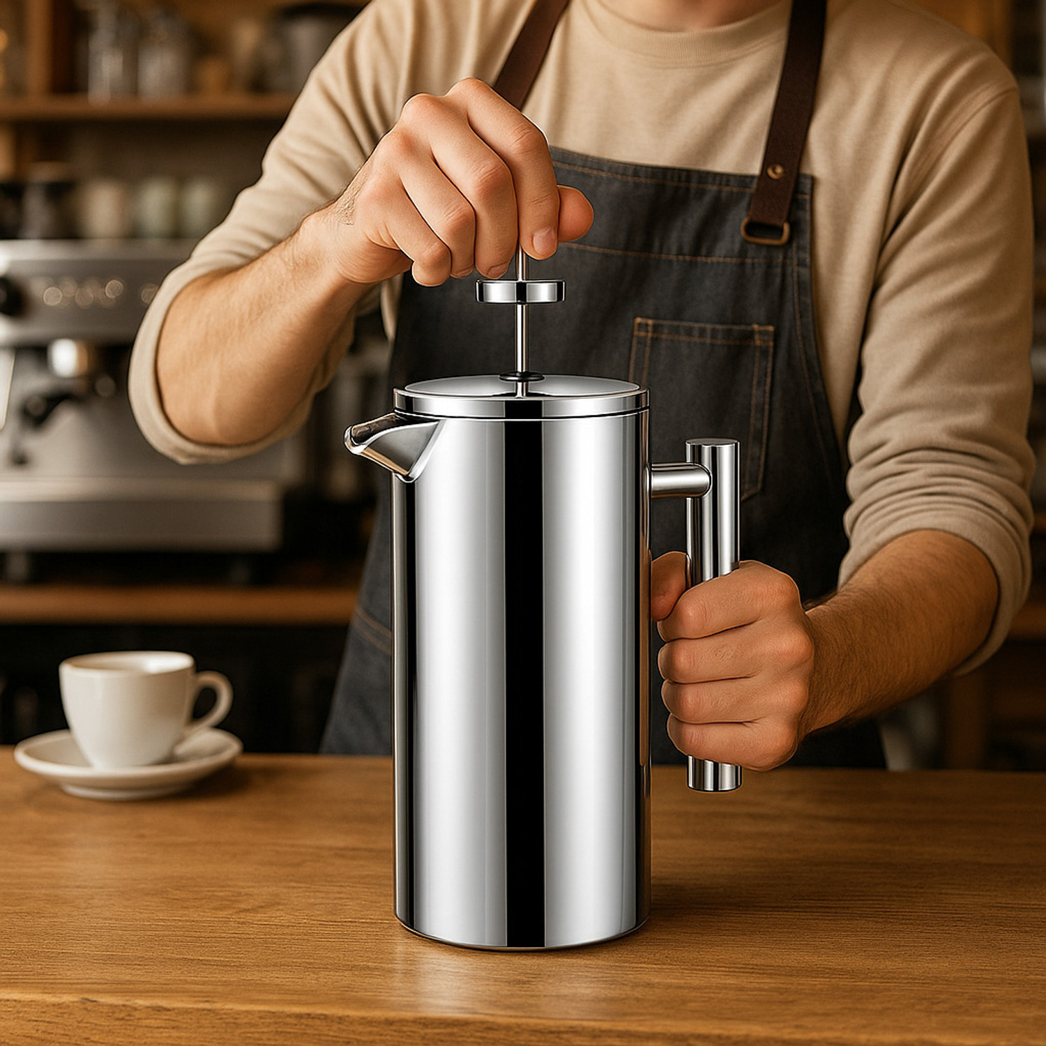 Image of Definite Stainless Steel 800ml 4-Layer Filtration Rust-Proof 786g Body French Press 4 Cups Coffee Maker