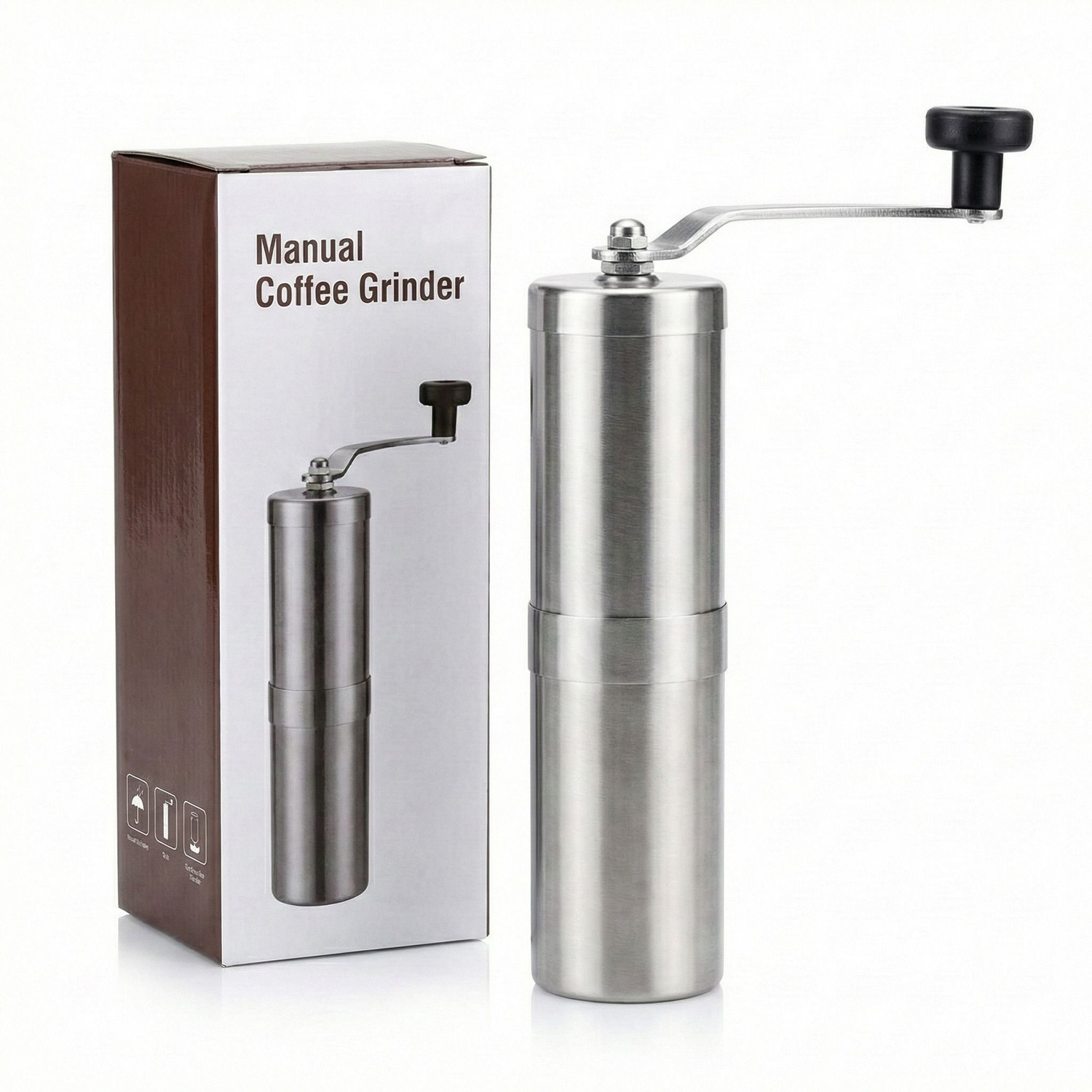 Image of doppio Manual Coffee Grinder - Stainless Steel Hand Burr Mill 4 Cups Coffee Maker