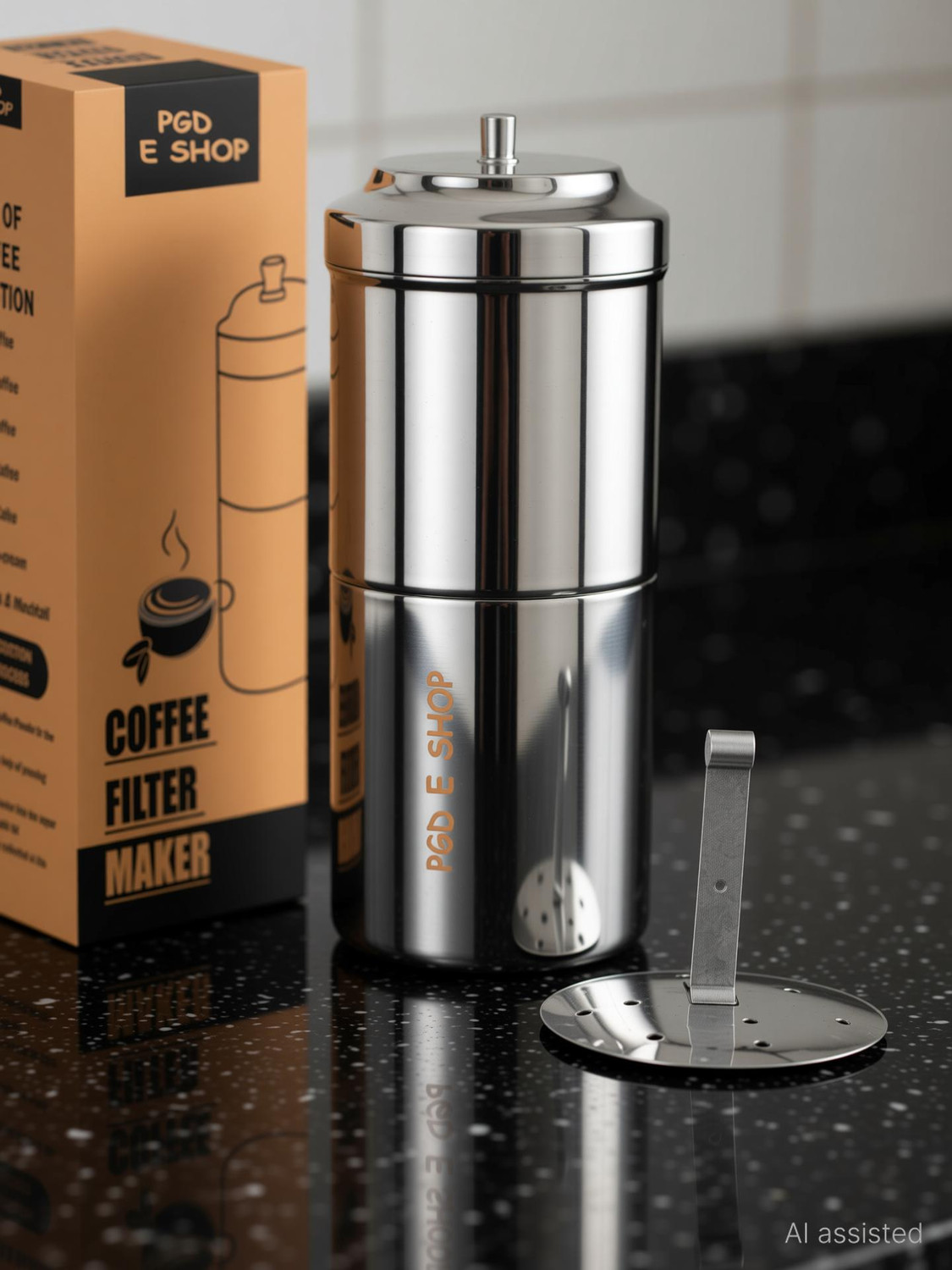 Image of PGD Traditional South Indian filter coffee Decoction maker | Size 2 Medium, 200ml 4 Cups Coffee Maker