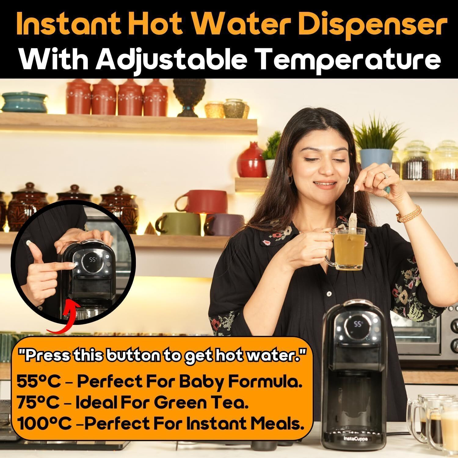 Image of InstaCuppa 3-in-1 Espresso Coffee Maker | Works with Ground Coffee, Pods & Capsules 6 Cups Coffee Maker
