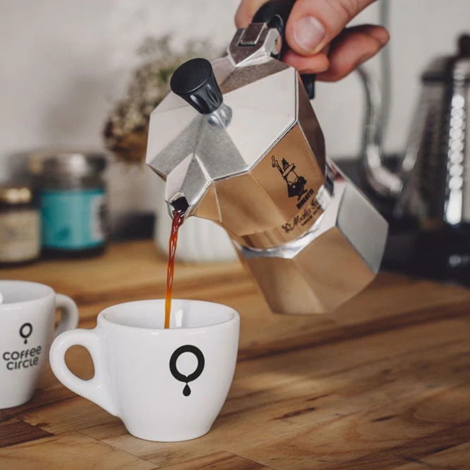 Image of Bialetti Moka Express Stove Top Espresso Coffee Maker Acrylic Handle & Knob 2 cups 3 Cups Coffee Maker