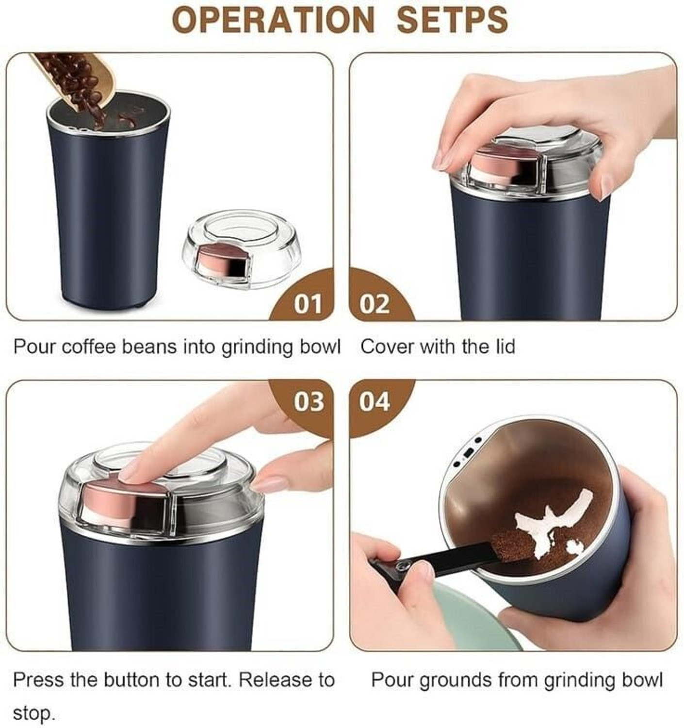 Image of Rudra Portable Electric Coffee and Spice Grinder for Home Kitchen Use Personal Coffee Maker