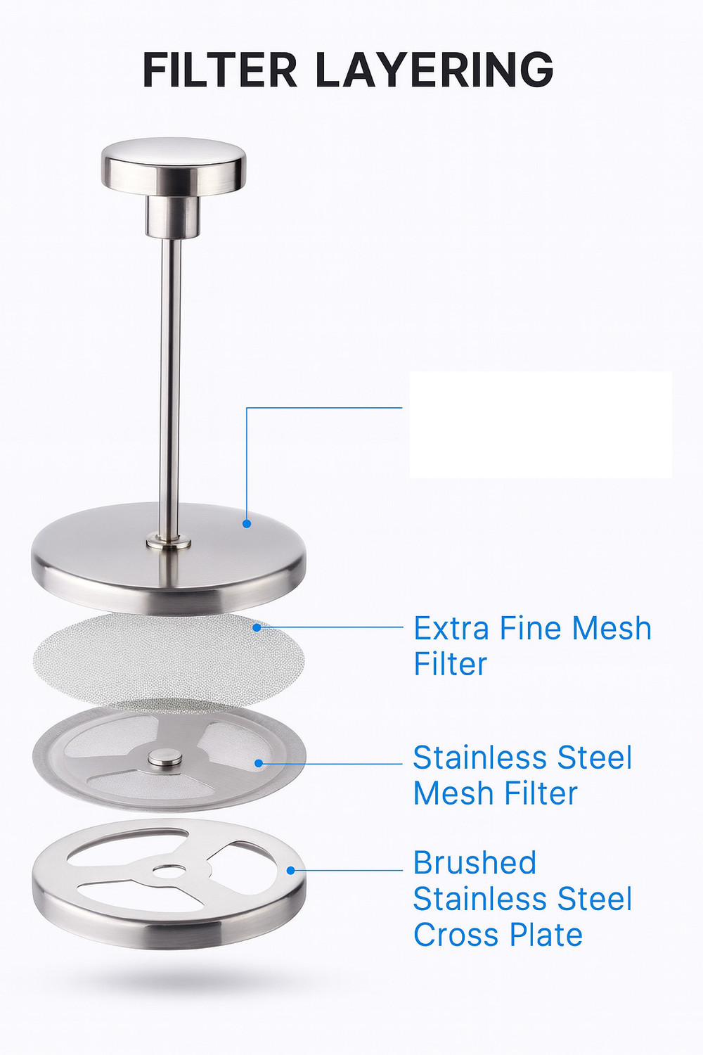 Image of Definite Stainless Steel 800ml 4-Layer Filtration Rust-Proof 786g Body French Press 4 Cups Coffee Maker