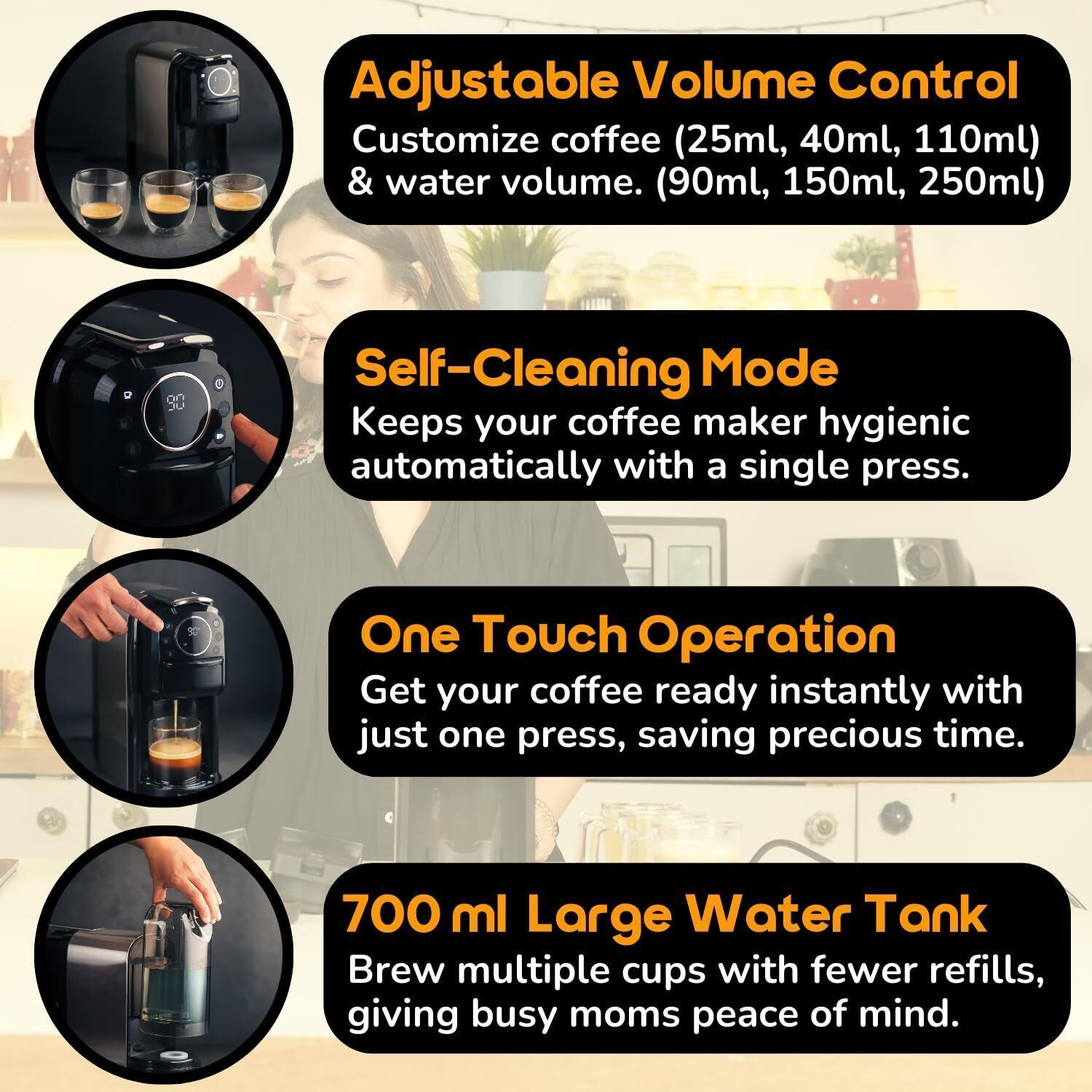 Image of InstaCuppa 3-in-1 Espresso Coffee Maker | Works with Ground Coffee, Pods & Capsules 6 Cups Coffee Maker
