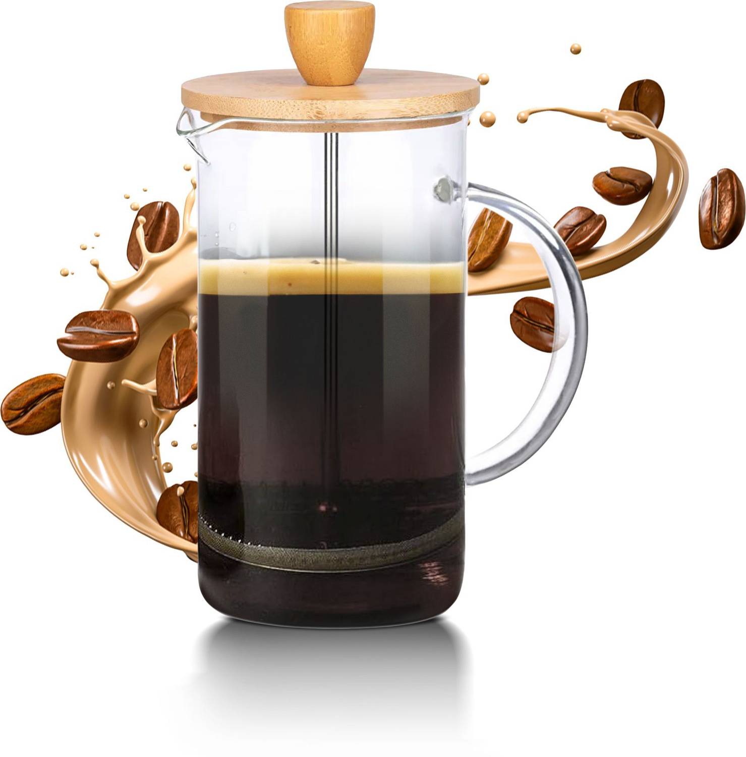 Birch & Co. French Press Coffee Maker, Stainless Steel & Borosilicate Glass, Lightweight 4 Cups Coffee Maker