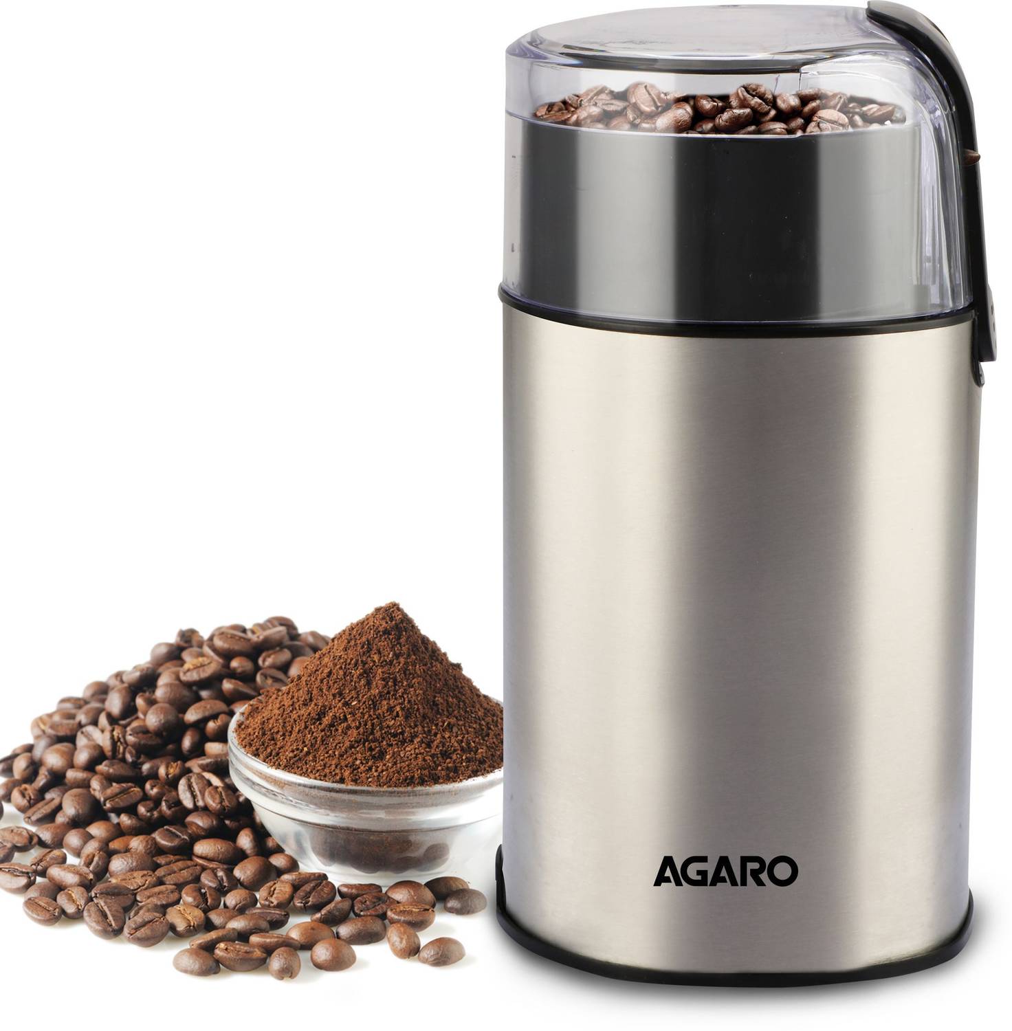 AGARO Grand Coffee Grinder, Stainless Steel Electric, Capacity 60 Gms Dry Coffee Bean Portable 6 Cups Coffee Maker
