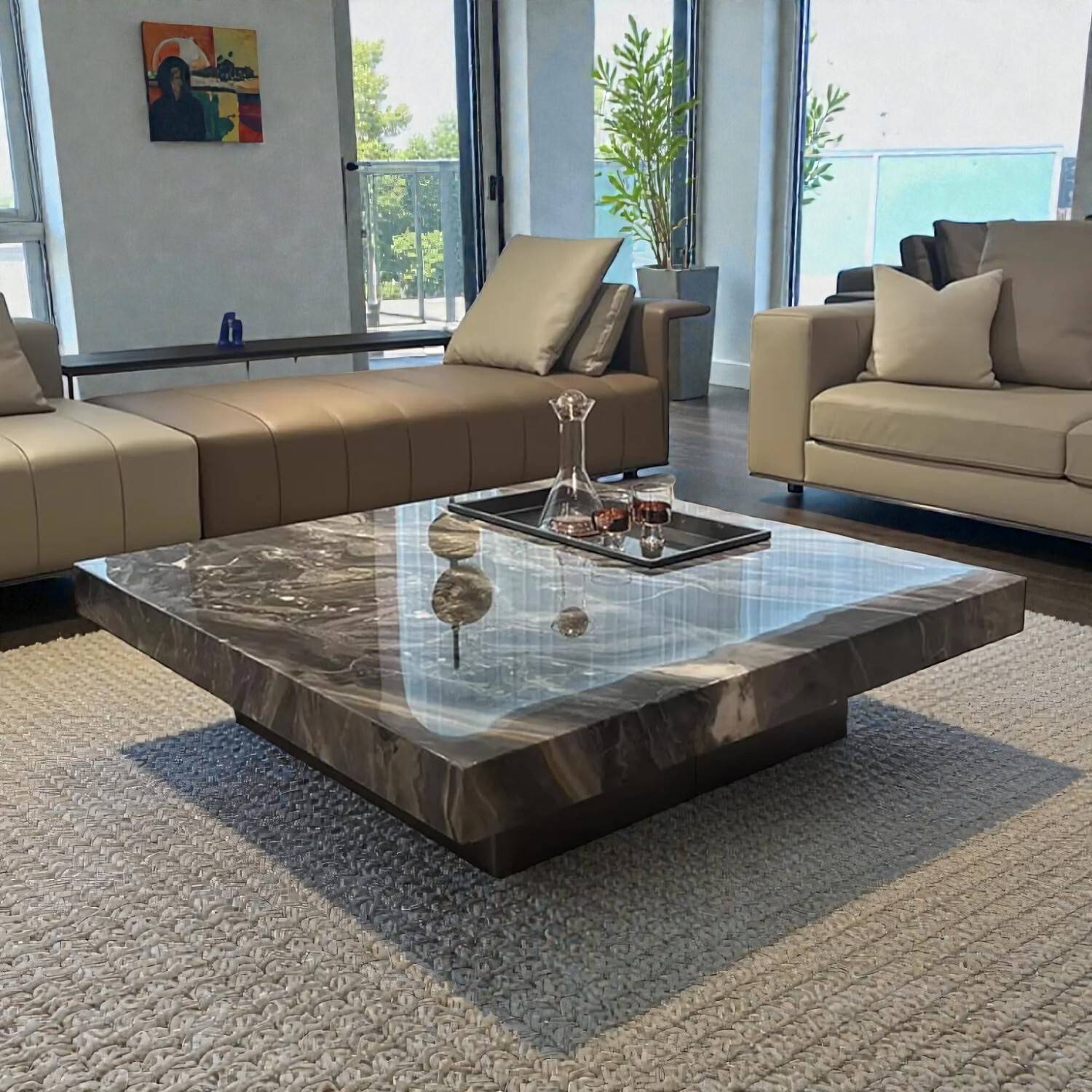 Tanush Furnitures Modern Onyx-Reflections Center Table Engineered