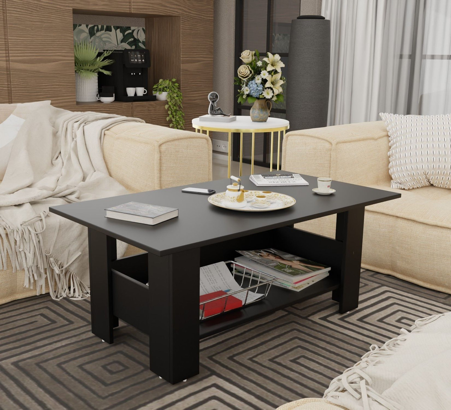 Image of Spyder Home Decore Multipurpose Coffee Table, Console Table, Sofa Table Easy To Assemble Engineered Wood Coffee Table
