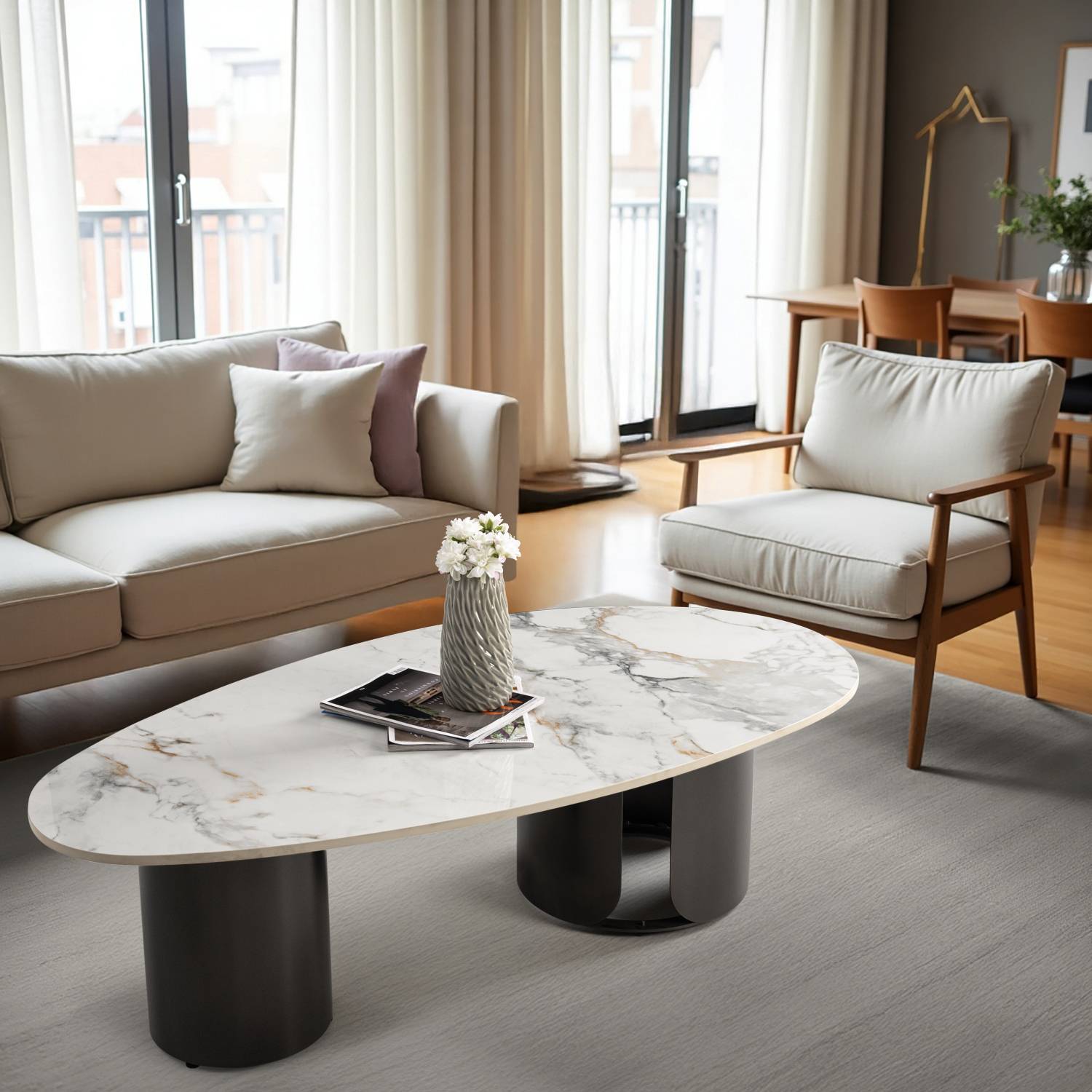 Wakefit Preanger Metal Coffee Table (Finish Color - Amphora White