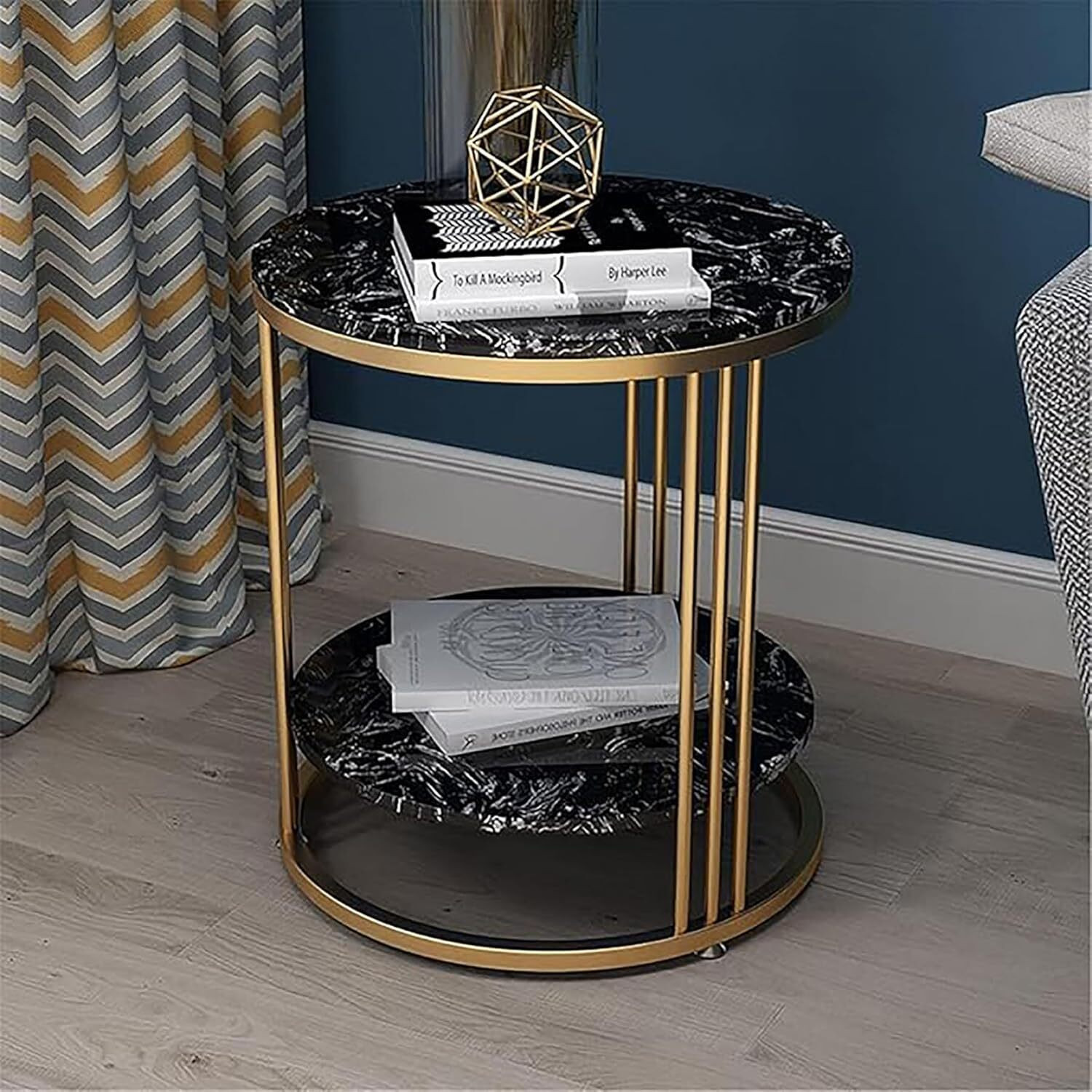 Image of Unique Arts Shoppee UNIQUE ARTS SHOPPEE Sofa Side Table Living Room 2-Tier Save Space Corner Table Metal Side Table