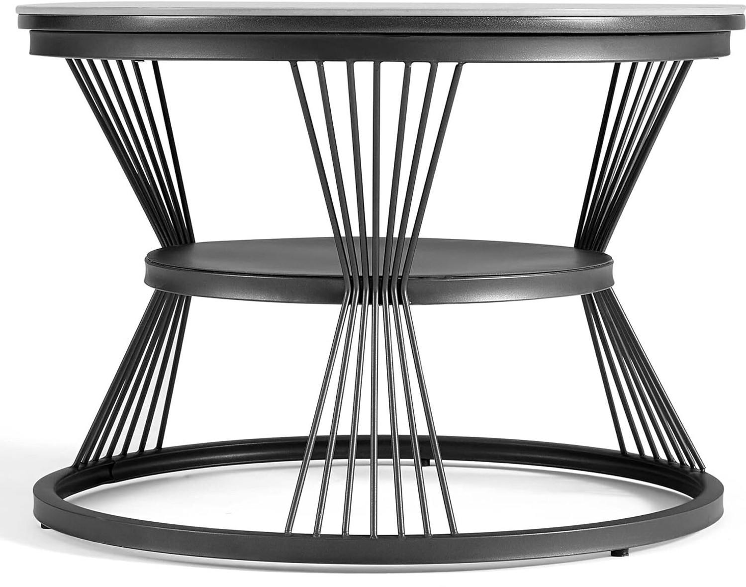 Image of Yusha handicrafts 2-Tier Round Coffee Table with Open Storage Shelf Engineered Wood Coffee Table