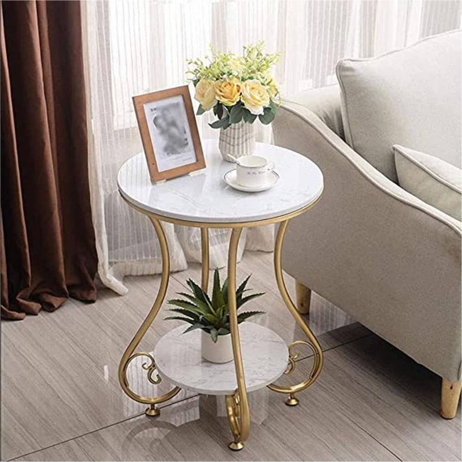 Woodpoint Coffee Table Round Accent Table for Small Apartments
