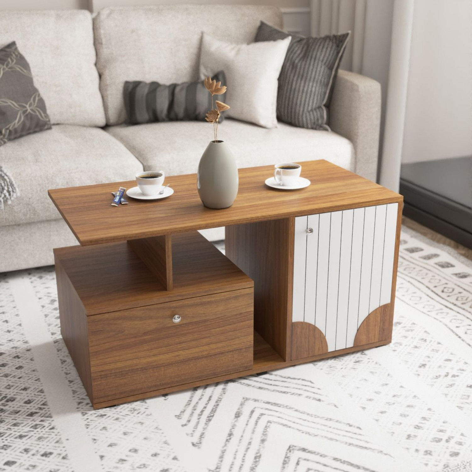 Image of neuspace Amber Coffee Table with Storage, Engineered Wood Coffee Table