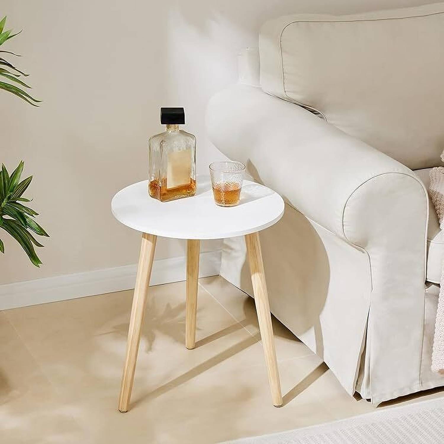 Device Bas with BROWN ART SHOPPEE Round Side Table, Nightstand Co