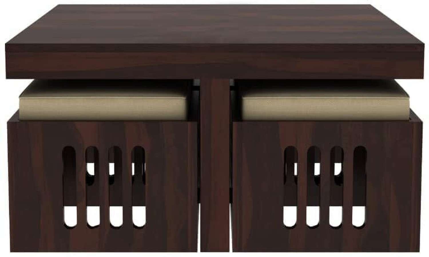 Image of Devsignature Sheesham Wood Center Table With Stool /Wooden Coffee Table For Home Solid Wood Coffee Table (Finish Color - WALNUT FINISH, Pre-assembled)