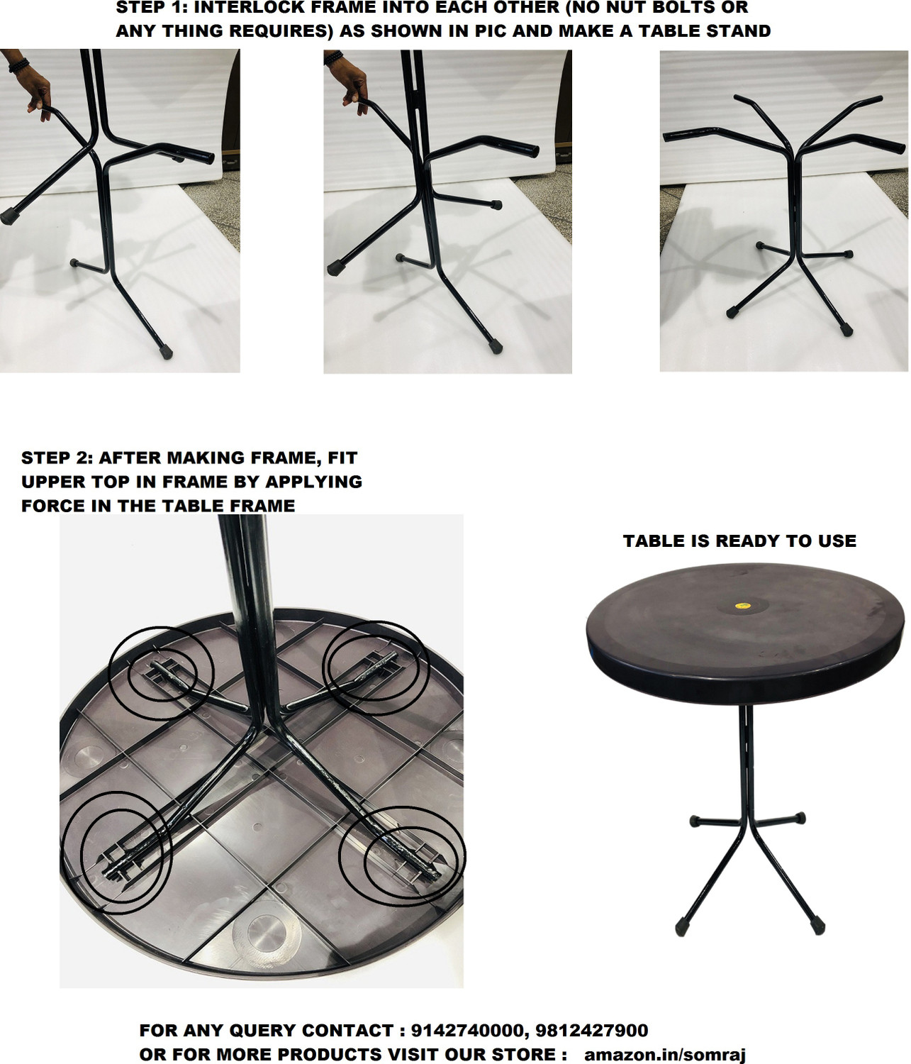 Image of P P CHAIR Dining Bar Standing Person Table Easily Foldable and Light Weight Table (1PC) Plastic Coffee Table