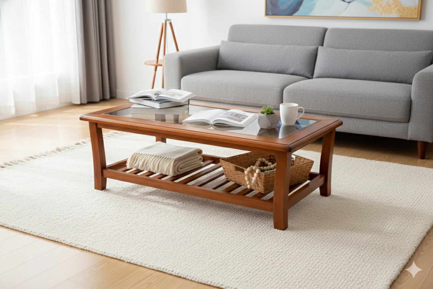 Image of Timber CT 1 Solid Wood Coffee Table (Finish Color - Brown, Pre-assembled)