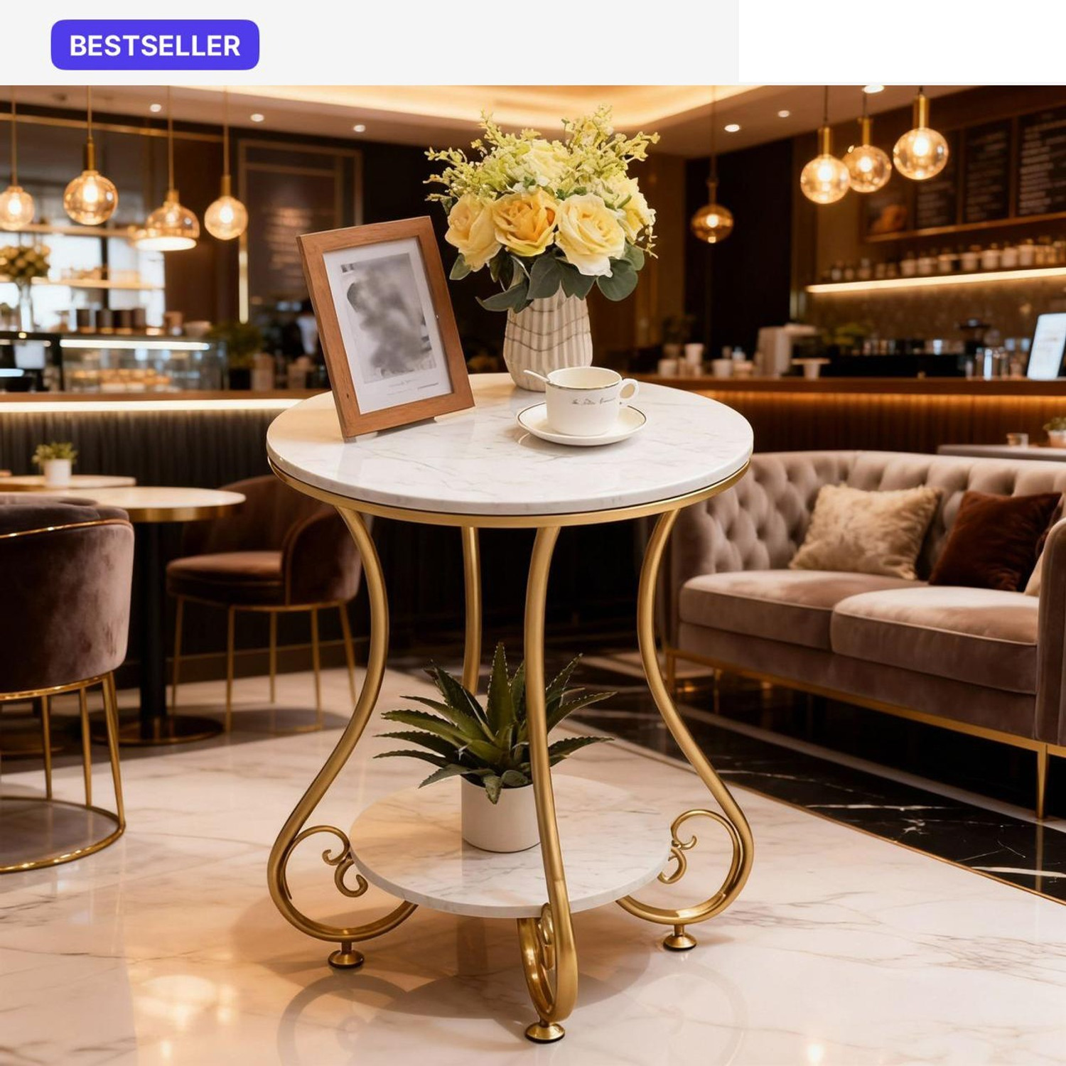 Image of ShopperCenter FLOWER /G /W Solid Wood Coffee Table